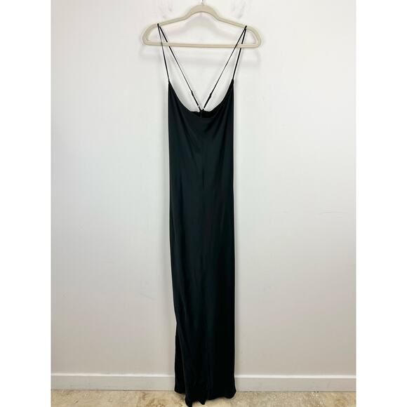 J.Crew Collection Cowlback Slip Dress Satin Viscose Evening Long Black US 18 NWT - Picture 5 of 12